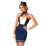 Еротичний костюм стюардеси Obsessive Stewardess uniform XS/S, blue, сукня, пілотка, шарф, манжети