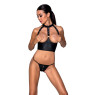 Комплект білизни з відкритими грудьми Passion GENEVIA SET WITH OPEN BRA XXL/XXXL black, корсет, стрі