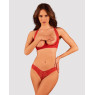Комплект білизни Obsessive Lacelove cupless 2-pcs set XS/S Red, відкритий доступ, відкриті груди