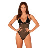 Прозоре боді Obsessive Selinne teddy M/L Black, дрібна сітка, подвійні бретелі