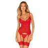 Комплект корсет та стрінги Obsessive Ingridia corset & thong XL/2XL, червоний