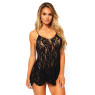 Сорочка бебі-дол Leg Avenue Rose Lace Flair Chemise Black, One Size
