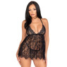 Сорочка бебі-дол Leg Avenue Floral lace babydoll & string Black S, стрінги