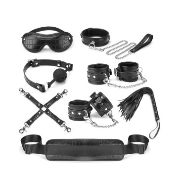 Набір Liebe Seele Temptation Bondage 8шт Kit, фіксатори, нашийник з повідцем, кляп, флогер, маска