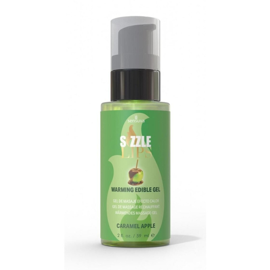 Зігрівальний масажний гель Sensuva Sizzle Lips Caramel Apple, 59 мл, без цукру, їстівний