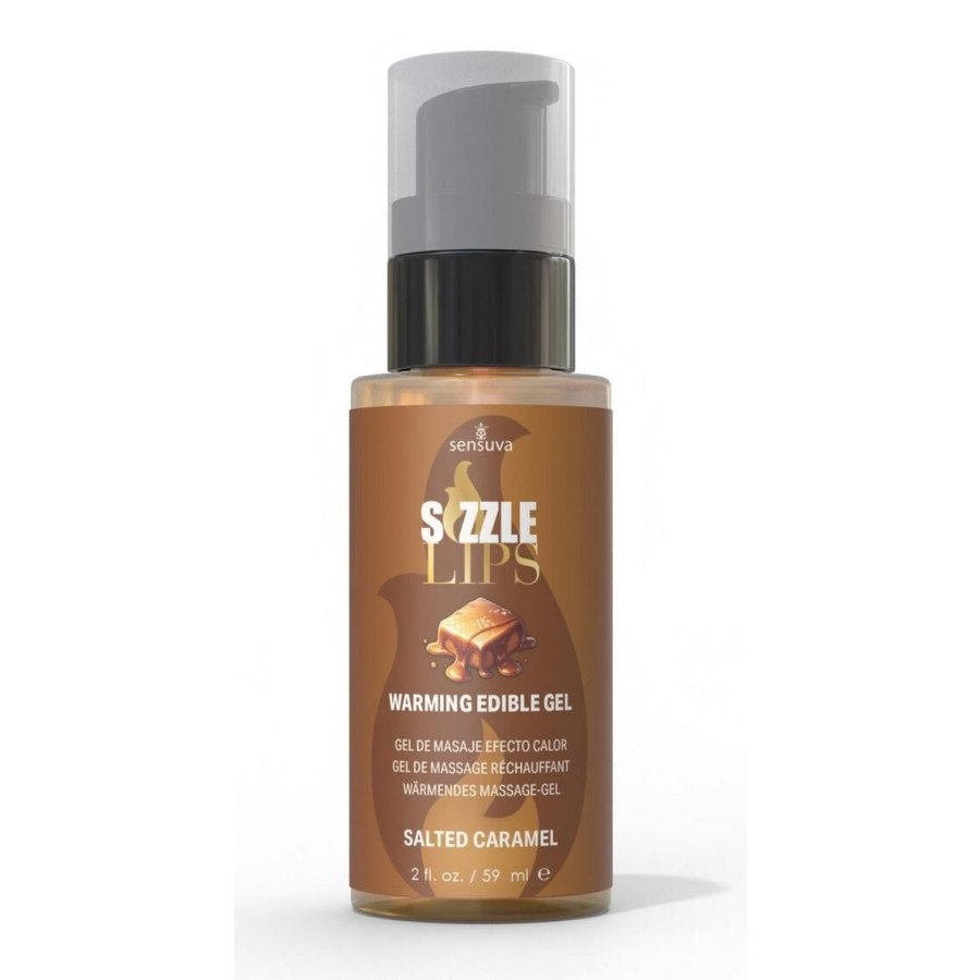 Зігрівальний масажний гель Sensuva Sizzle Lips Salted Caramel, 59 мл, без цукру, їстівний