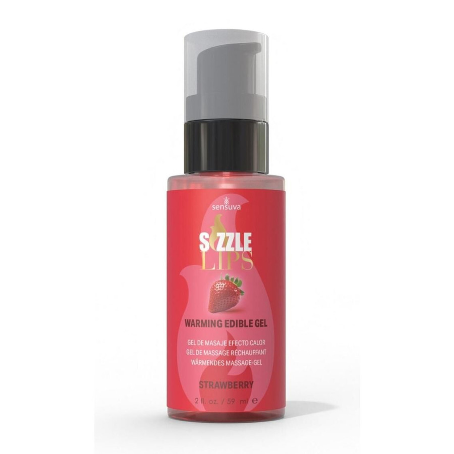 Зігрівальний масажний гель Sensuva Sizzle Lips Strawberry, 59 мл, без цукру, їстівний