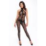 Бодістокінг Noir Handmade F315 Ego flocked mesh halter catsuit - L