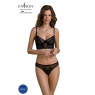 Комплект Passion DROSERA SET black, L/XL, сітка+мереживо, бюстьє та трусики танга