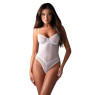 Боді Obsessive Alissium Teddy White, M/L, ліф з м’якою чашкою, високі вирізи для ніг