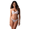 Комплект Obsessive Alissium 2-шт set, XL/2XL, мереживо, ліф з м’якою чашкою, трусики танга
