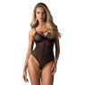 Боді Obsessive Novenes teddy, M/L, прозоре, чашки на кісточках, декор у вигляді стрічок