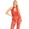 Бодістокінг Leg Avenue Rhinestone Lace and Net Bodystocking Red One Size