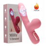 Вібратор Mini Milly для точки G та клітора, 10 режимів смоктання та 10 режимів вібрації, розовый, 14 см