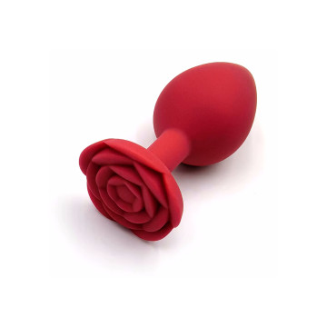 Силіконова анальна пробка з трояндою Rose Red, червона, розмір S, діаметр 2.7 см