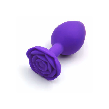 Силіконова анальна пробка з трояндою Rose Violet, фіолетова, розмір S, діаметр 2.7 см