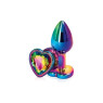 Металева анальна пробка Multicolour Metal Heart Rainbow, діаметр 2,8 см, довжина 7 см, розмір S