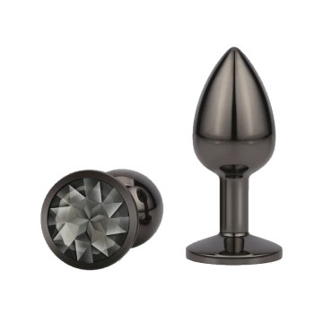 Металева анальна пробка Black Plug Diamond, діаметр 2,8 см, довжина 7 см, розмір S