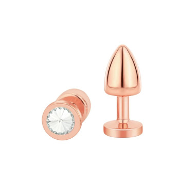 Металева анальна пробка Copper Metal Plug Diamond, діаметр 2,4 см, довжина 6 см, розмір XS