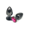 Металева анальна пробка Black Plug Magenta, діаметр 2,8 см, довжина 7 см, розмір S