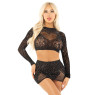 Комплект Leg Avenue Rhinestone Crop Top and Mini Skirt One Size, Black
