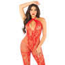 Бодістокінг Leg Avenue Seamless Net and Lace Lingerie Jumpsuit One Size, Red