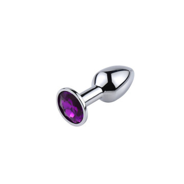 Металева анальна пробка, Silver Amethyst, для початківців, розмір XS