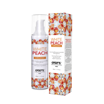 Масажна олія EXSENS Organic White Peach 50мл розігрівальна, без цукру, без парабенів, їстівна