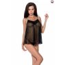 Сорочка прозора бебі дол Passion MELANIA CHEMISE XXL/XXXL, black, трусики, на тонких бретелях