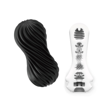 Мастурбатор Tenga Flex Rocky Black зі змінною інтенсивністю, можна скручувати