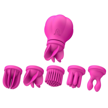 Вібратор Adrien Lastic Caress Pink з насадками для стимуляції ерогенних зон, які обертаються.
