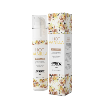 Масажна олія EXSENS Hot Vanilla 50мл розігріває, без цукру, без парабенів, їстівна