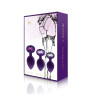 Набір силіконових анальних пробок із кристалом Rianne S: Booty Plug Set Purple, діаметр 2,7см, 3,5см