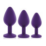 Набір силіконових анальних пробок із кристалом Rianne S: Booty Plug Set Purple, діаметр 2,7см, 3,5см