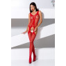 Бодістокінг з імітацією панчіх і ажурною вставкою Passion BS072 red