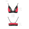 Еластичний топ з мереживом Passion PS001 TOP L, red-black