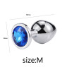 Металева анальна пробка, Silver Sapphire, розмір M