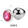 Металевий анальний пробка, Silver Pink Topaz, розмір L