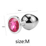 Металевий анальний пробка, Silver Pink Topaz, розмір M