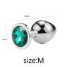 Металевий анальний пробка Silver Emerald, розмір M