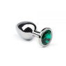 Металевий анальний пробка Silver Emerald, розмір M
