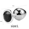 Металевий анальний пробка, Silver Black Diamond, розмір L