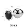Металева анальна пробка, Silver Black Diamond, розмір S