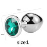 Металевий анальний пробка Silver Emerald, розмір L