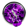 Анальна пробка з кристалом, дзвіночком та поводком Silver Purple, розмір S