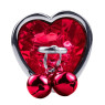 Анальна пробка з кристалом та дзвіночком Silver Heart RED, розмір M