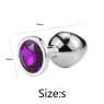 Металева анальна пробка, Silver Amethyst, розмір S