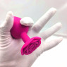 Силіконова анальна пробка з трояндою Rose Pink, рожева, розмір M, 8.3 см