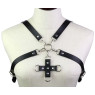 Портупея зі штучної шкіри з фіксатором Women's PU Leather Chest Harness Caged bra BLUE