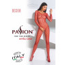 Бодістокінг Passion BS068 red, комбінезон, велика сітка, довгий рукав